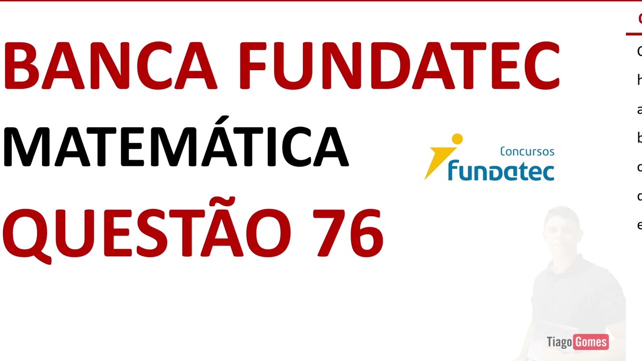 BANCA FUNDATEC 👉 QUESTÃO 76 MATEMÁTICA NÍVEL MÉDIO #matemática EBOOK 02
