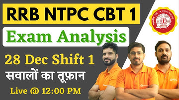 RRB NTPC Exam Analysis || 28 Dec 2020 Shift 01 ||  सबसे तेज