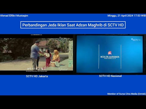 Perbandingan Jeda Iklan Saat Adzan Maghrib di SCTV HD (21 April 2024)