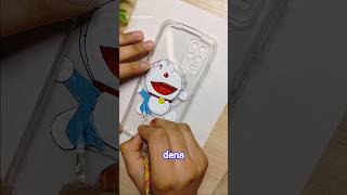 Doraemon drawing on phone case/Glass painting #shorts