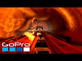Gopro race through a flaming hot wheels track