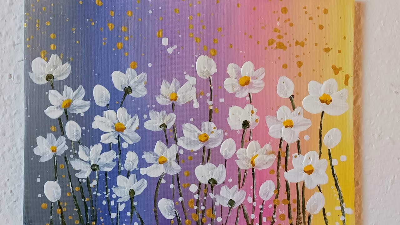 Blumenwiese Malen Acryl in Pastelltönen Echtzeit - Flower Meadow