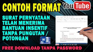 Contoh Surat Pernyataan Telah Menerima BANTUAN INSENTIF TANPA POTONGAN
