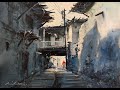 Watercolor painting tutorial - Old Village