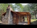 Pioneer Life (circa 1700's) First Fire in the Rumford Fireplace | Cabin Build