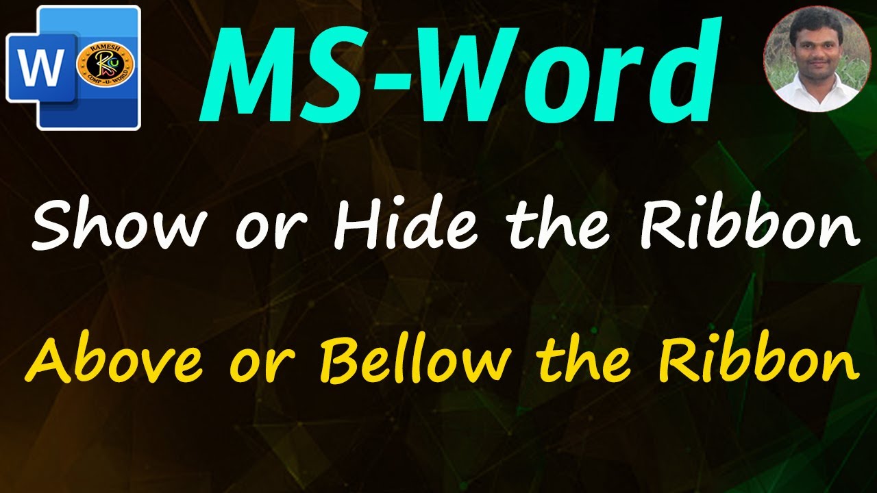 About the Ribbon in Telugu MSWord By K. Ramesh YouTube