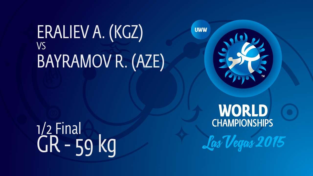 1/2 GR - 59 kg: R. BAYRAMOV (AZE) df. A. ERALIEV (KGZ) by FALL, 4-0