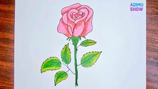 Rose Drawing Easy | How to draw a Rose step by step