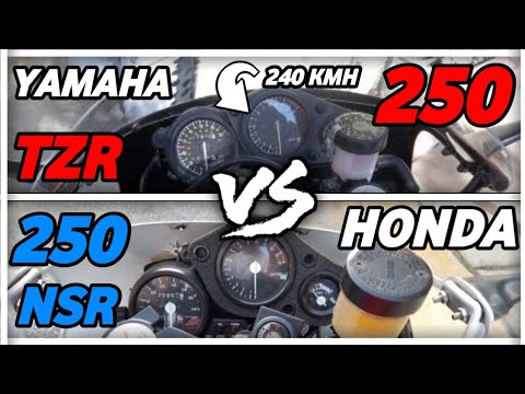 Yamaha tzr 250 vs honda nsr 250  !  acceleration top speed 2t sounds