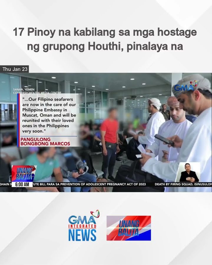 17 Pinoy na kabilang sa mga hostage ng grupong Houthi, pinalaya na | Unang Balita