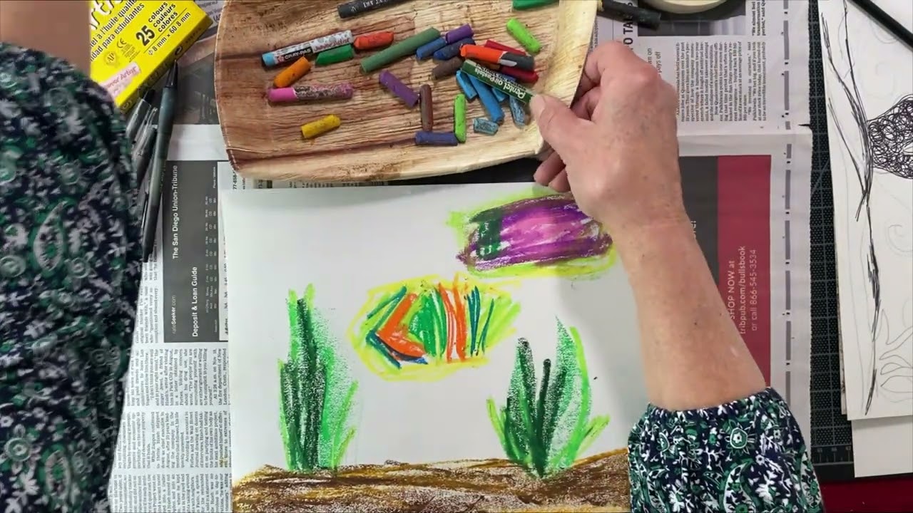 Reverse Pastel Print Art Lesson - Underwater Scene