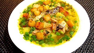 Рыбный супчик с гренками за 20 минут, из консервы. Быстро, сытно, вкусно!!! Рыбный супчик с гренками за 20 минут, из консервы. Быстро, сытно, вкусно!!!