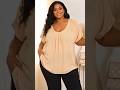 Robertson Beige Embellished Removable Collar Short Sleeve Blouse Size 3x Vintage