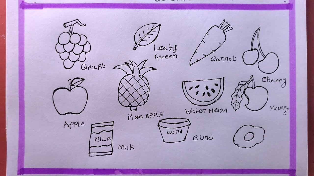 how to draw Healthy Food Step By Step/Healthy Food Drawing - YouTube