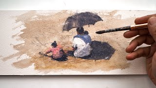 NO RULES Just Paint | Watercolor Painting with the Most Relaxing Sound of Waves Crashing on Beach