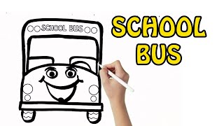 How to Draw and Paint School Bus | How to fill a drawing? | easy drawing for kids