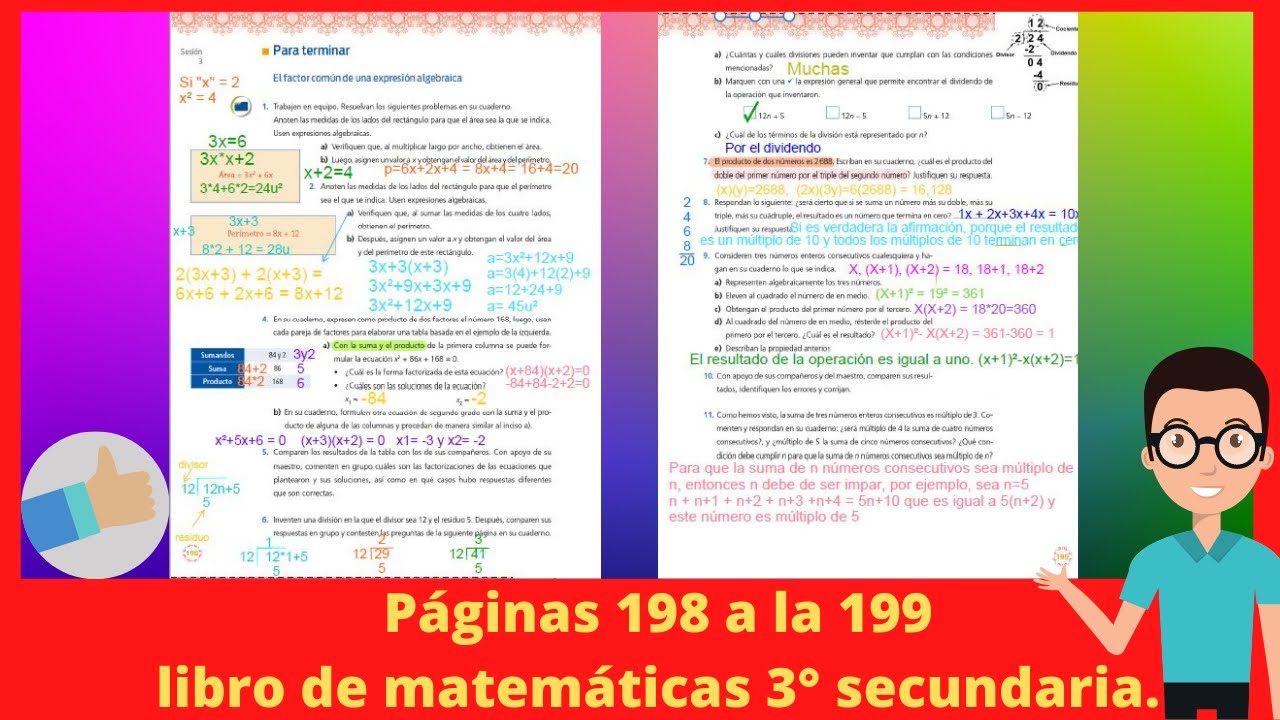 Páginas 198 y 199 libro de matemáticas 3° secundaria - YouTube
