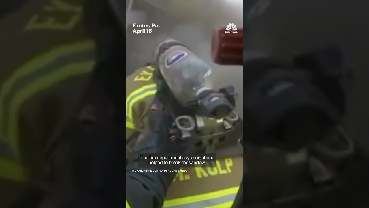 Dramatic rescue from a burning house caught on camera