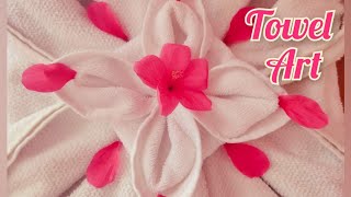 Towel Art # Flower making ideas # Room decor # Lotus towel folding # Art from towel # DIY