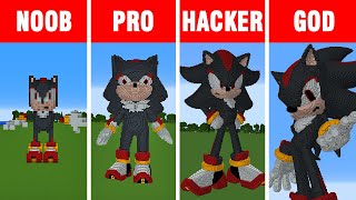 Minecraft Noob Vs Pro Vs Hacker Vs God Shadow The Hedgehog Statue Build Challenge In Minecraft