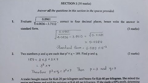 KCSE 2017 Math questions and answers/ high school revision/  Math guide #math #highschool