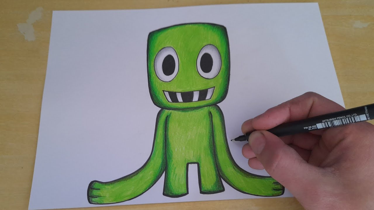 COMO DESENHAR O GREEN CHIBI DE RAINBOW FRIENDS 