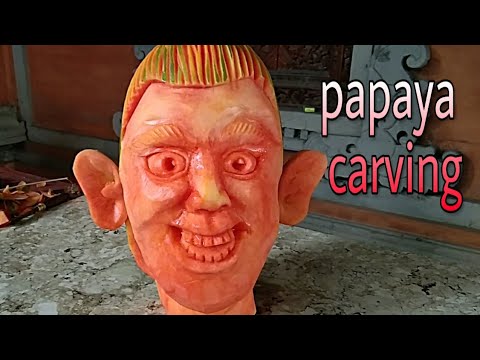 How to carving face simple || Fruit carving papaya