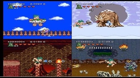 Joe & Mac 2 - Lost In The Tropics: SNES - Gameplay_All Stages & Final Boss Gork (mdX)