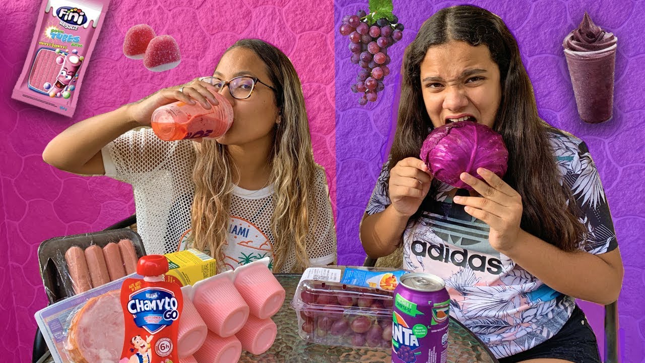 24 HORAS SÓ COMENDO COMIDA ROSA VS ROXA! - JULIANA BALTAR