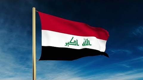 4K Iraq flag slider style. Waving in the win with cloud background animation Stock video