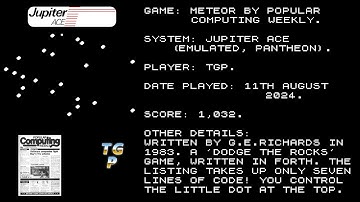 Meteor - Popular Computing Weekly - Jupiter Ace -  Emulated (Pantheon) - 1,032