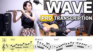 Wave (A.C. Jobim) Bossa Nova - Full Pro Transcription (Theme & Solo) | Animated Sheet Music