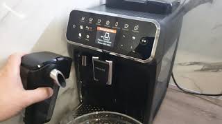 How to clean brew group on Philips LatteGo EP4341 with a coffee oil remover tablet 4K