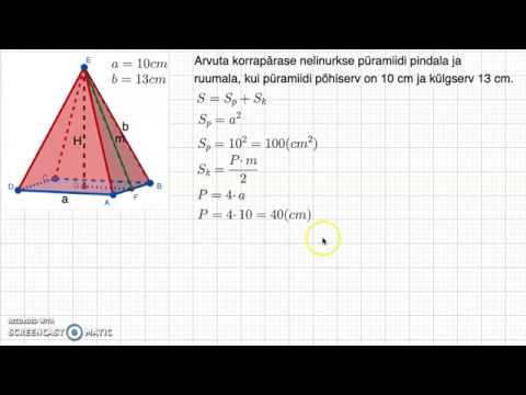 Video: Kuidas Leida Tavalise Nelinurkse Püramiidi Pindala