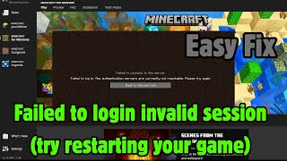 Minecraft failed to login invalid session (try restarting your game) Fix!