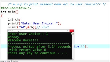 c program to print day of week using switch case | learn coding