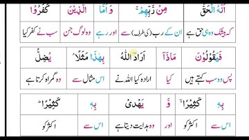 سوره بقره | آیه 21-29 | اردو تارجوما | کلمه به کلمه | قرآن به زبان اردو