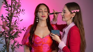 ASMR Cute Valentine's Day Styling | Makeup & Hairstyle, Accessorizing, Dress Fixing, Final Touches