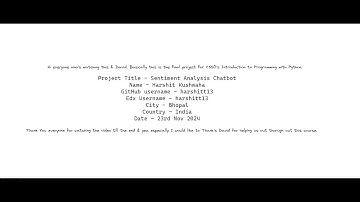 Sentiment Analysis Chatbot (CS50P - Final Project)