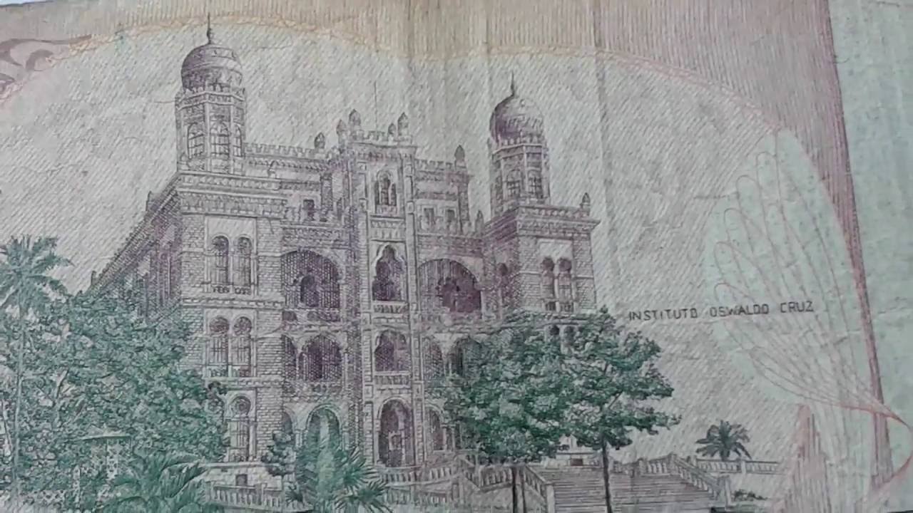 Cédula antiga de cinquenta cruzados com o Instituto Oswaldo Cruz