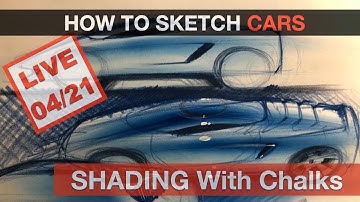 Sketching LIVE cars 04/21 - shading with color chalks