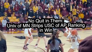 University of MN Women’s BB Defeats Ranked Opponent USC in Close Game (Highlights) #wcbb