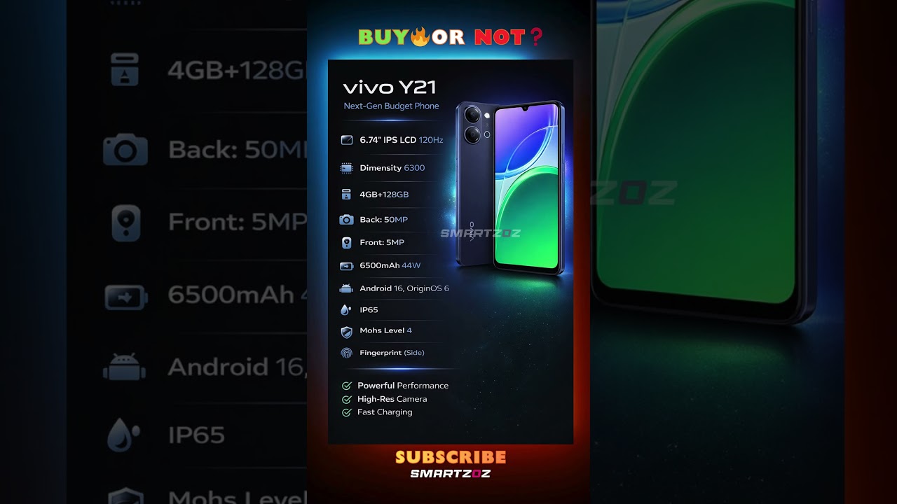 Vivo Y21 5G 🔥 Massive 6500mAh Battery & 120Hz Display ⚡ Budget Beast!