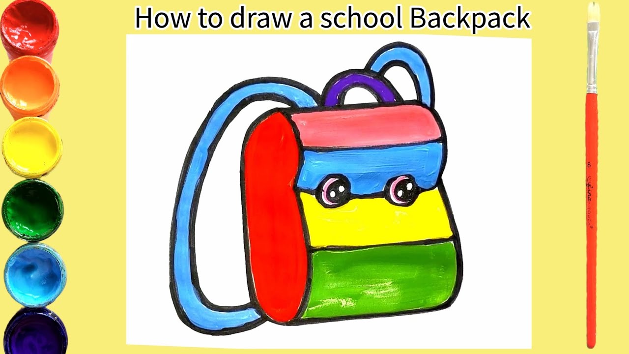 儿童简笔画-如何画书包 How to draw a school Backpack step by step easy - YouTube