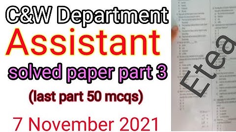 C&W Department Assistant solved paper 7 November 2021 part 3 | c and w department answer key