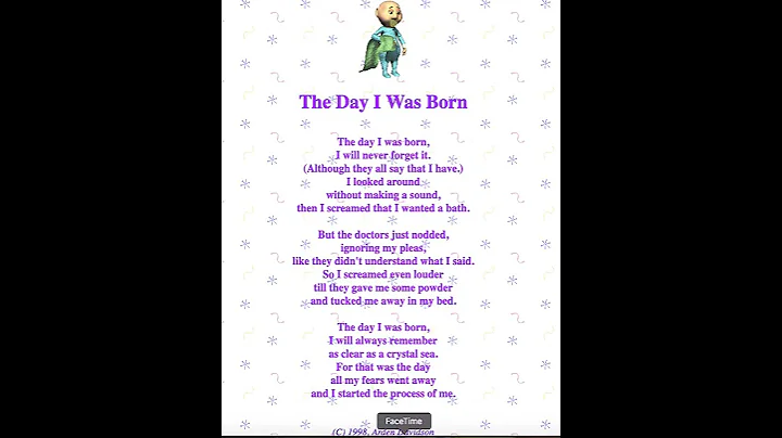 The Day I Was Born Poem by Arden Davidson Read Aloud