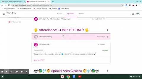 Daily Attendance in Google Classroom