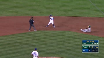 OAK@KC: Escobar flips to Mondesi for double play