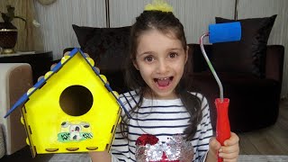 Lina İle Kuş Evi Yapıp Boyadık Çok Güzel Oldu I Funny Kids Video