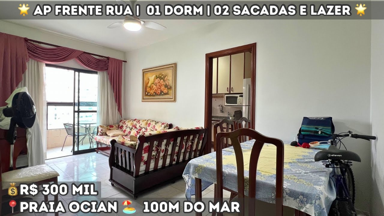 🏖️ APARTAMENTO 01 DORMITÓRIO – 100M DA PRAIA – PRAIA GRANDE/SP 🏝️ Bairro Ocian📍 | 55m² | R$ 300.000